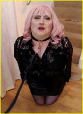 Sissy Kayla down on her knees and ready to serve or suck