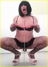 Berlin sissy Cora tweaks his own nipples