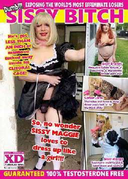 Penis-free sissy maid Maggie exposed on the cover of Dumb Sissy Bitch