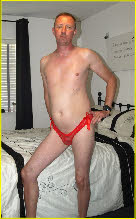 Man in red women's knickers
