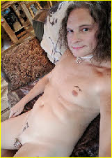 Nude sissy Chrissy exposes his pathetic cock in chastity