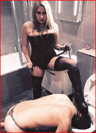 Strict domme Princess Kaz tramples her human toilet