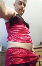 Married man exposed in wife's red lingerie