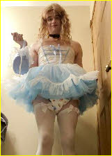 Mincing sissy Maisy wearing too many frills and faggoty petticoats