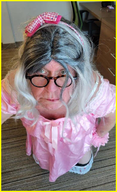 North Carolina sissy Paula exposed in degrading pink frock