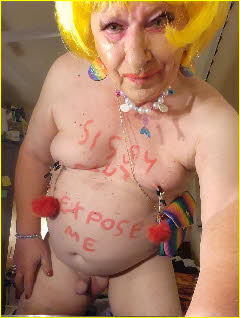 Naked sissy slut Kimmy covers his flesh with shameful body writing