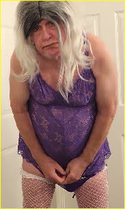 Sissy Paula humiliates himself by wearing purple nightie
