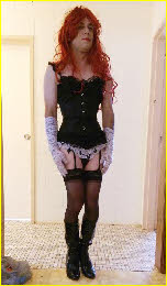 Australian cross-dresser in lingerie and stockings