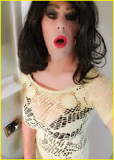 Montana sissy slut Krystal Tina wears bright red lipstick