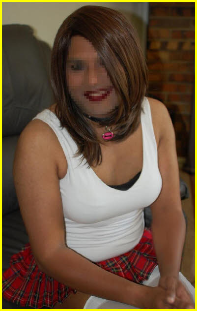 Cross-dressing sissy slut Tammy with huge fake boobs on show