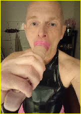 Exposed sissy Nico sucks a huge vibrator in close-up