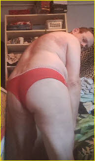 Dutch sissy Peggy bending over in women's knickers Dutch sissy Peggy bending over in women's knickers