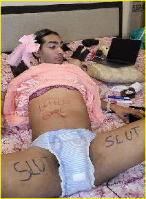 Humiliating body writing scrawled on Sissy Maddy Humiliating body writing scrawled on Sissy Maddy