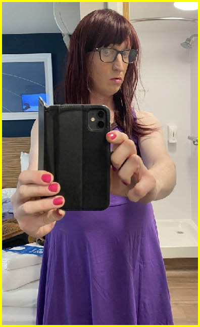 Cross-dresser Jordan takes shameful sissy selfie Cross-dresser Jordan takes shameful sissy selfie
