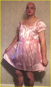 Masked sissy Emily loves his pink satin nightie Masked sissy Emily loves his pink satin nightie