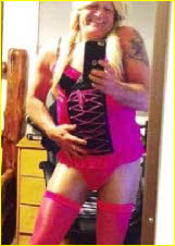 Blonde sissy faggot in pink lingerie