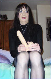 Wiltshire sissy Rachel with huge dildo