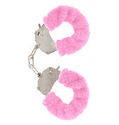 Furry pink handcuffs for bondage games