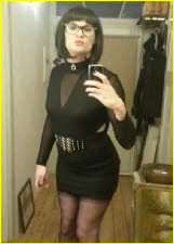 Sexy German sissy Emma looking slutty in his little black dress