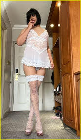 Sissy Rachel's wife has no idea that he loves to wear this white babydoll nightie