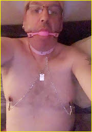 Glasgow sissy with ball-gag in mouth Glasgow sissy with ball-gag in mouth