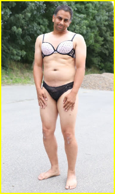 Sissy bitch Annika wearing lingerie in public