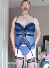 Bearded sissy loser Amy looking ridiculous in blue lingerie Bearded sissy loser Amy looking ridiculous in blue lingerie