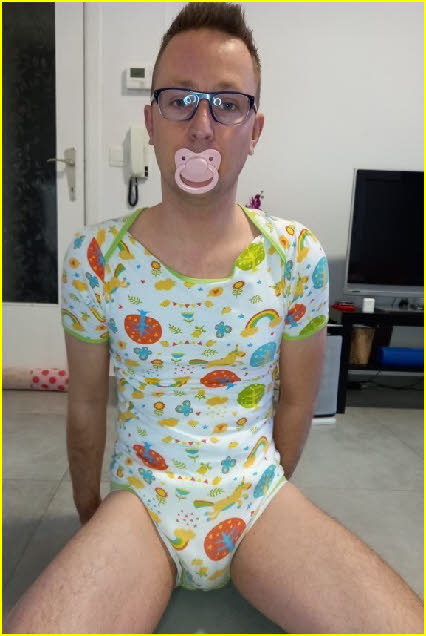 Belgian adult baby Michael in cute little onesie