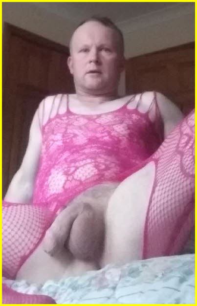 Limp-dicked sissy Natalie from Scotland dressed in crotchless pink bodystocking Limp-dicked sissy Natalie from Scotland dressed in crotchless pink bodystocking