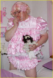 Sissy baby girl Olivia in pathetic pink frock and panties