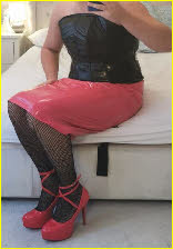 Sissy slut in PVC skirt