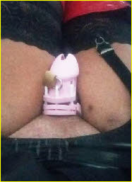 Sissy Eva's caged cock