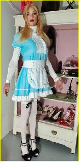 Sissy Tina's pathetic pale blue maid uniform makes him look like a total fairy Sissy Tina's pathetic pale blue maid uniform makes him look like a total fairy