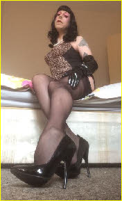 Sissy Stiletto in black stockings