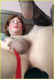 Sissy Ruby plugged with huge black dildo Sissy Ruby plugged with huge black dildo