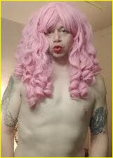 Tragic failed male exposed as pink-wigged sissy slut Kitiara