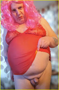 Fat sissy loser Geoffrey exposes his shamefully tiny manhood