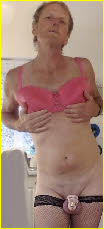 Sissy Arrabella from Lancashire wearing clit cage but no knickers