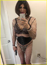 Sissy sherri in see-through fishnet body stocking