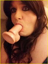 Gay sissy Zoe sucks dildo