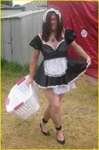 Laundry duties for sissified maid Daphene from Melbourne